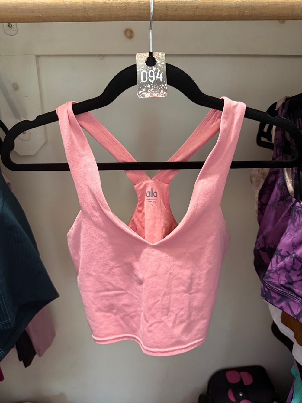 094 ALO Yoga Pink Racerback Crop Top